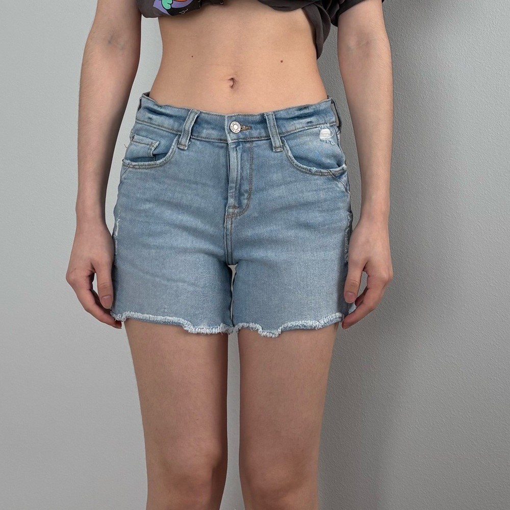 Light blue denim shorts